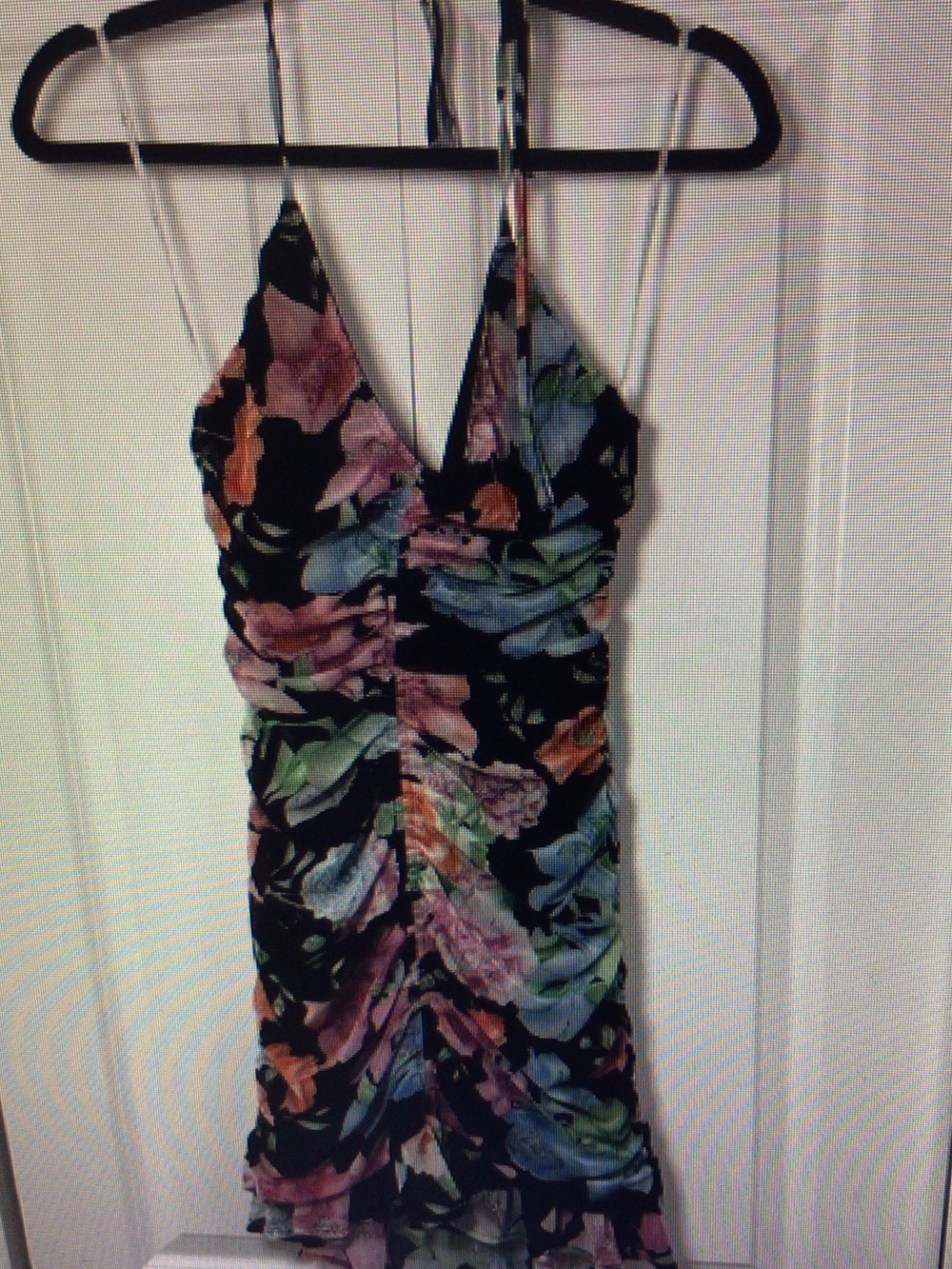 lululemon athletica Black Floral Ruched Slip Dress